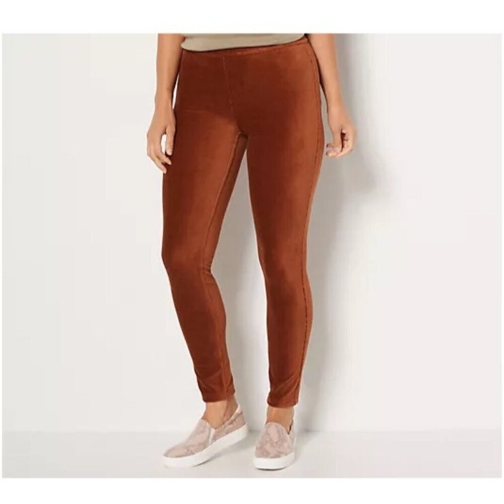 Susan Graver Weekend Petite Knit Corduroy Leggings Womens Size XLP Brown A456453
